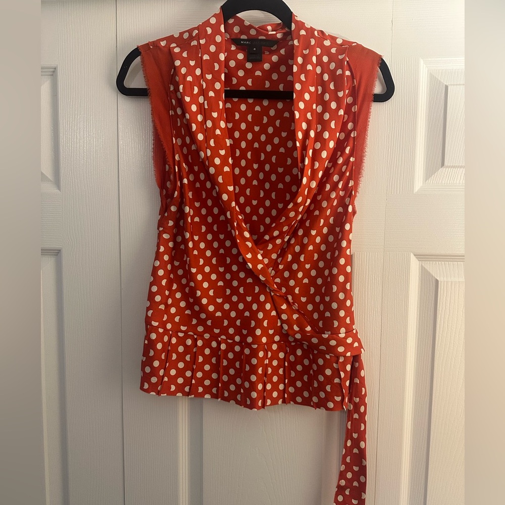 Marc Jacobs Red Blouse with White Dots